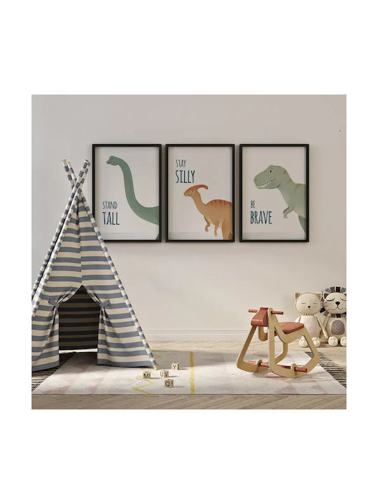 Kids Framed Wall Painting Dinosaur 30x40cm