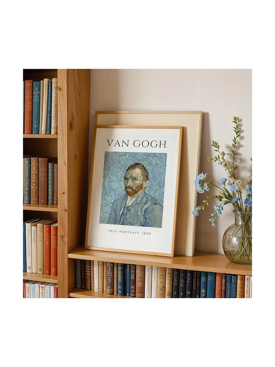 Poster Van Gogh Self-Portrait Art005 30cm X 40cm Frame Dark Natural Wood Brown