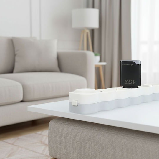 Forcell Charger Without Cable GaN with 2 USB-C Ports 45W Power Delivery / Quick Charge 4.0 Blacks (F-Energy Ultra Slim)