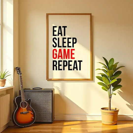 Gaming Poster Gaming Routine Gm139 30cm X 40cm Cadru Lemn Natural Închis Maro