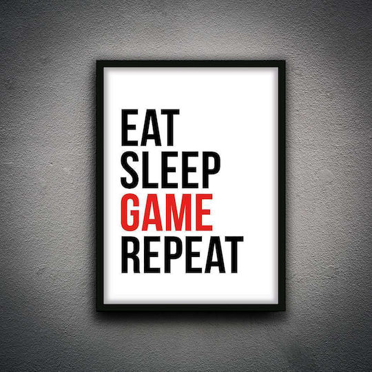 Gaming Poster Gaming Routine Gm139 30cm X 40cm Cadru Lemn Natural Închis Maro
