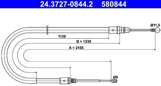 Кабел за ръчна спирачка Peugeot 407 6d Ate 24372708442