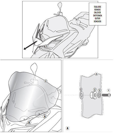 Transparent Windshield Kd1123st Honda Forza 300 Abs '13-'17 Kappa
