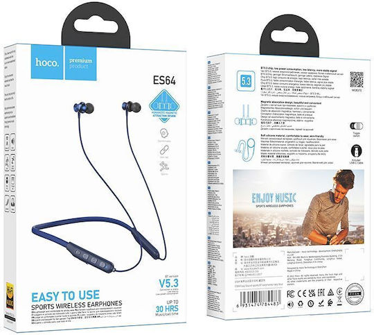 Hoco ES64 In-ear Bluetooth Handsfree Ακουστικά Μπλε