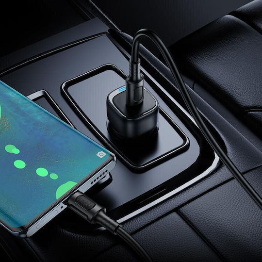 Borofone Auto-Ladegerät 20W Schnellladung mit einem Anschluss: 1xType-C mit Kabel Typ-C,TC-TC Schwarz Farbe