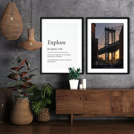 Quote Poster Explore Pst25187 21cm X 30cm Κορνίζα Σκούρο Φυσικό Ξύλου Καφέ