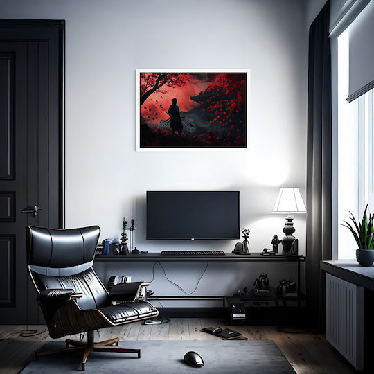 Gaming Poster Ghost Tsusima Autumn Dusk Gm2362 30cm X 40cm Frame Dark Natural Wood Brown