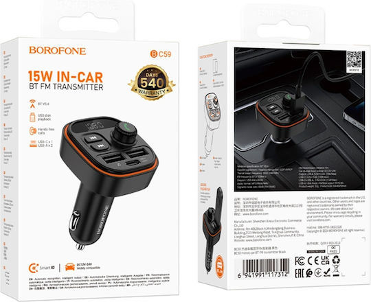 Borofone FM Transmitter Αυτοκινήτου mit USB / Typ-C