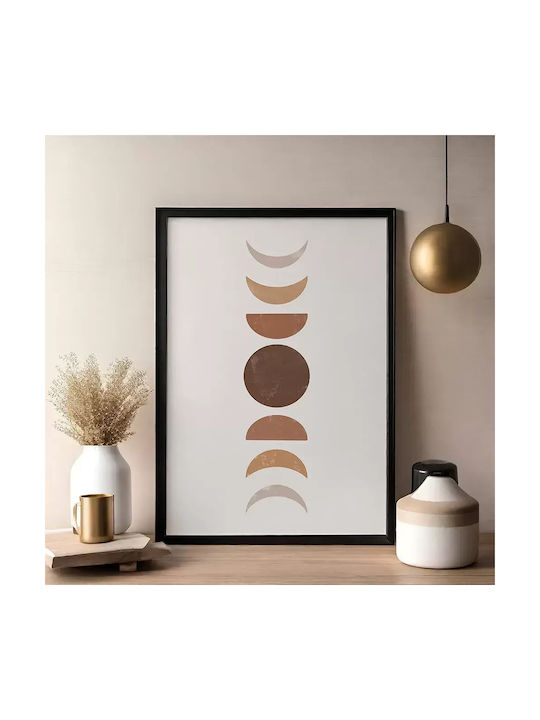 Poster Moon Geometry Pst178 30cm X 40cm Κορνίζα Σκούρο Φυσικό Ξύλου Καφέ