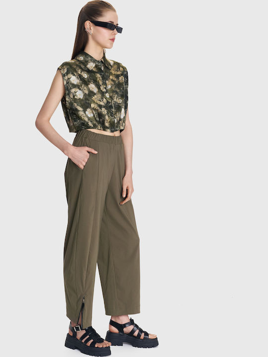 Women's Fabric Trousers Green