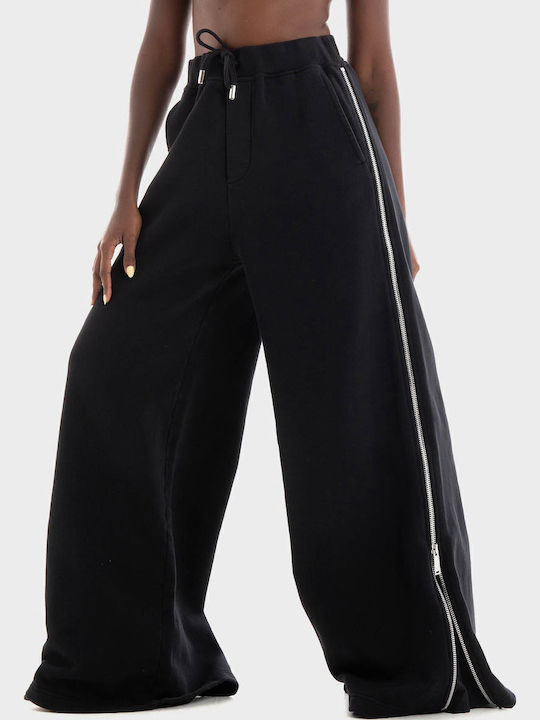 Damen Stoff Hose in Lockere Passform Black