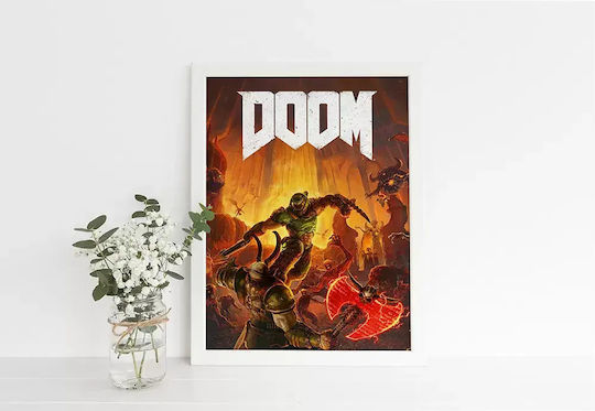Gaming Poster Doom Eternal Gm2343 21cm X 30cm Frame Dark Natural Wood Brown