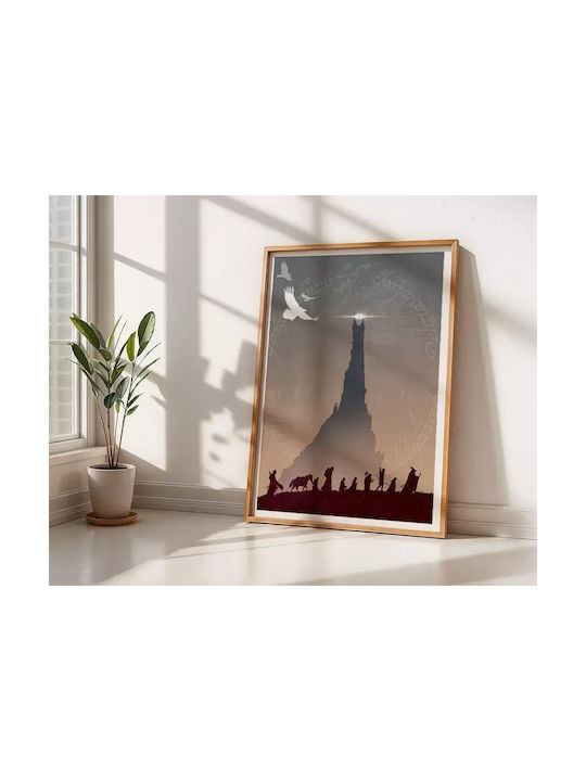 Poster Lord Rings Mountain Journey Mv129 40cm X 50cm Frame Dark Natural Wood Brown