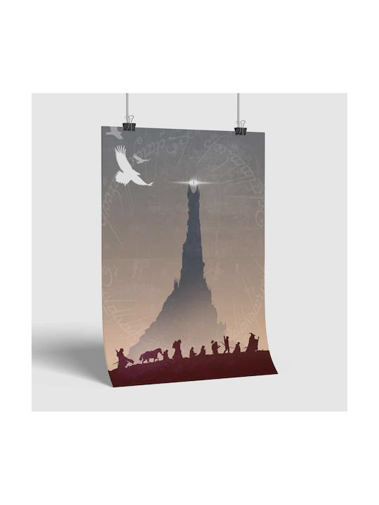 Poster Lord Rings Mountain Journey Mv129 40cm X 50cm Frame Dark Natural Wood Brown