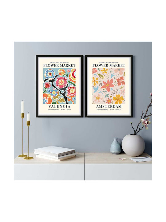Poster Gallerie D Art Modern Amsterdam Art025 30cm X 40cm Κορνίζα Σκούρο Φυσικό Ξύλου Καφέ