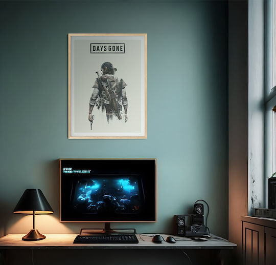Gaming Poster Days Gone Deek Gm2344 30cm X 40cm Frame Dark Natural Wood Brown