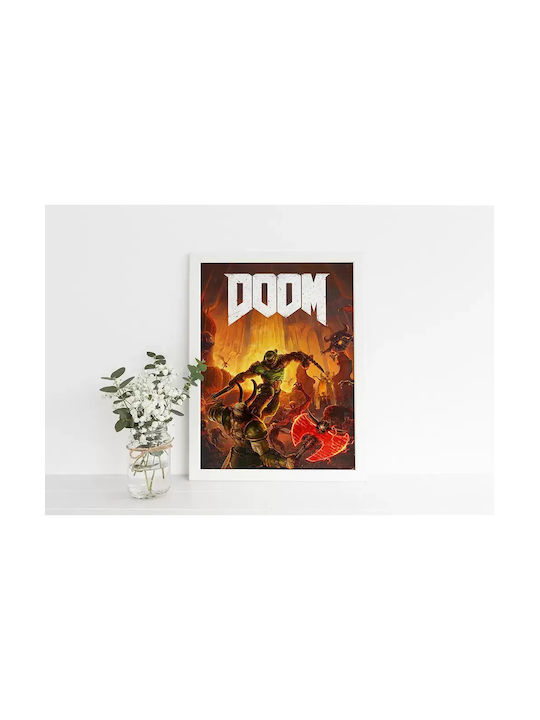 Gaming Poster Doom Eternal Gm2343 30cm X 40cm Frame Dark Natural Wood Brown