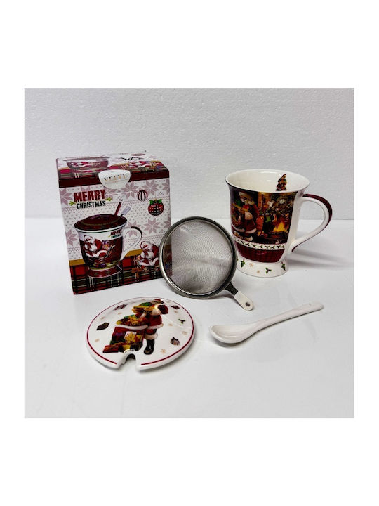 Velve Ornament de masă de Crăciun Cană Ceramic Roșu