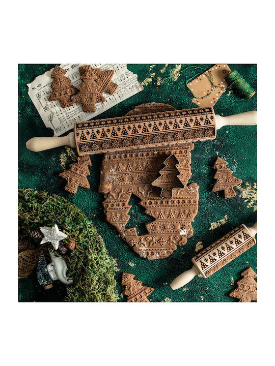 FunnyBaker Weihnachtlicher Nudelholz Holz Transparent