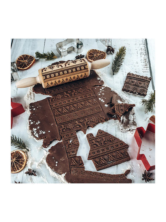 FunnyBaker Weihnachtlicher Nudelholz Holz Transparent