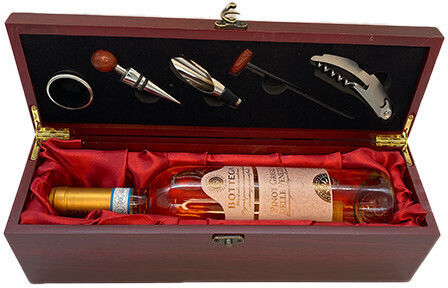 Gift Set Wooden Box 5 Accessories Bottega Pinot Grigio Rosé Doc Wine 750ml