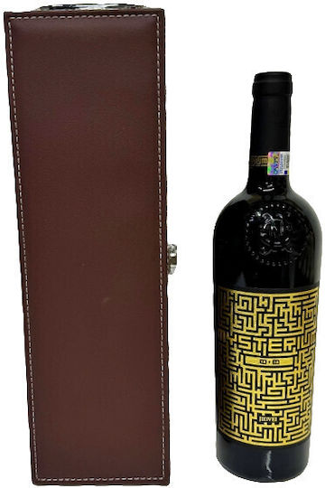 Wine Box Set Wrapped In Eco-leather 4 Accessories Jidvei Misterium Wine 750ml Brown