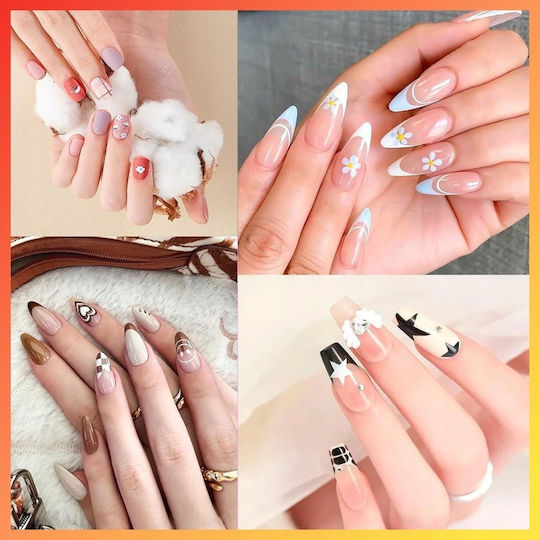 Set 5 Manicure Pedicure Brushes Zola Precise Designs Soft Synthetic Bristles Protective Cap White Rose Gold