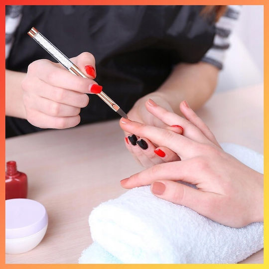 Set 5 Manicure Pedicure Brushes Zola Precise Designs Soft Synthetic Bristles Protective Cap White Rose Gold
