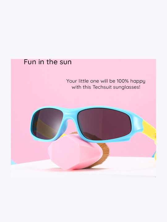 Techsuit Sunglasses Polarised 816-c5 Sport Type Kids Between 3-8 Years Blue Yellow