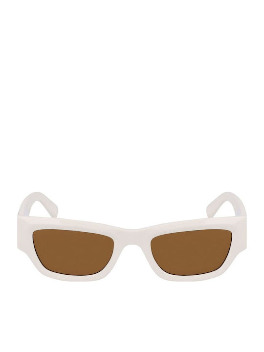 Karl Lagerfeld Unisex Sunglasses with White Plastic Frame and Brown Lens KL6141S-105