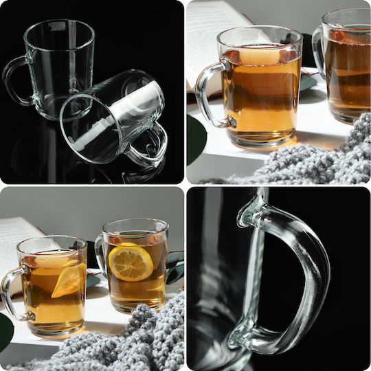 Kadax Cană Sticlă Transparentă 410ml 2buc
