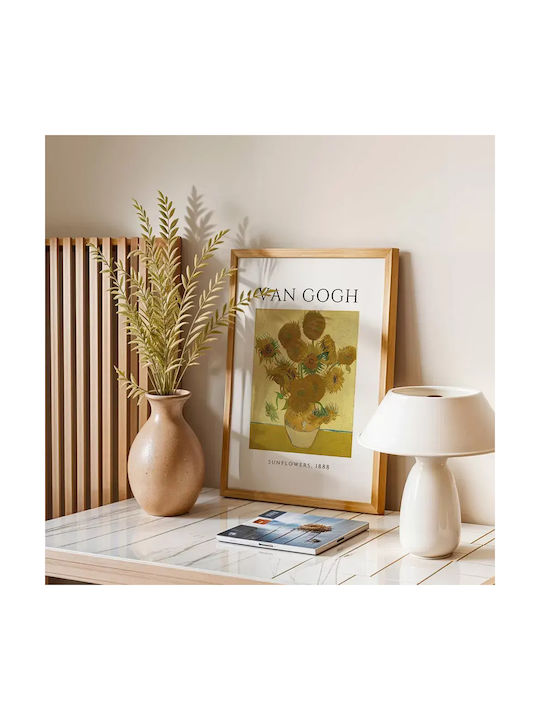 Poster Van Gogh Sunflowers Art006 30cm X 40cm Κορνίζα Σκούρο Φυσικό Ξύλου Καφέ