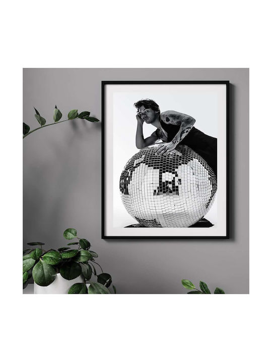 Music Poster Harry Styles Ms052 30cm X 40cm Frame Dark Natural Wood Brown