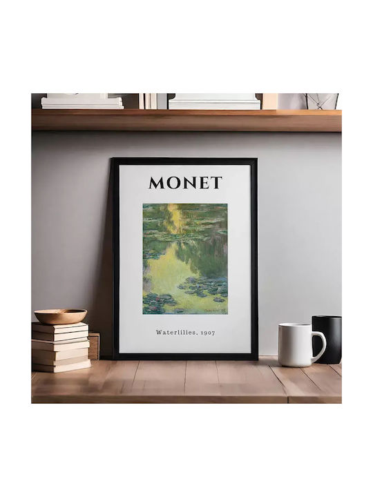 Poster Monet Waterlillies Art011 30cm X 40cm Κορνίζα Σκούρο Φυσικό Ξύλου Καφέ