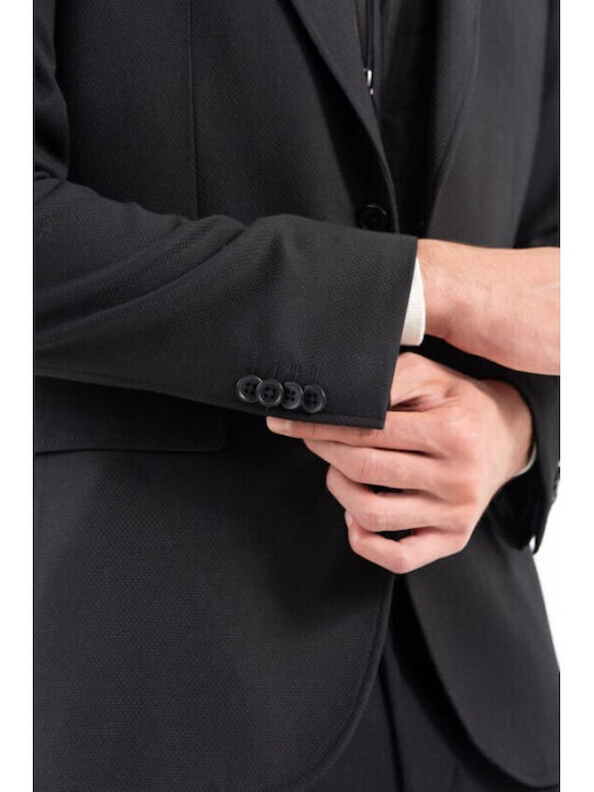 Men's Winter Suit Jacket Slim Fit Black