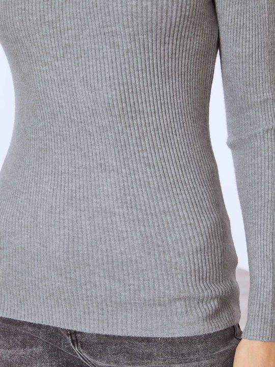 Celestino Γυναικεία Μπλούζα Ριπ Βισκόζη Slim Fit Γκρι