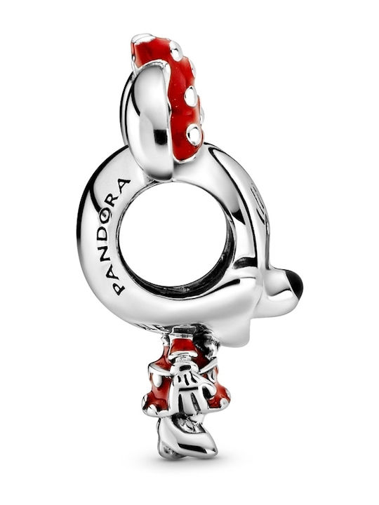 Pandora x Disney Minnie Mouse Dotted Dress & Bow Charm από Ασήμι Κόκκινο