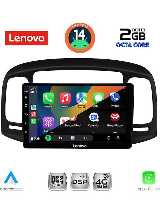 Lenovo Car Audio System for Hyundai Accent 2005-2012 (Bluetooth/USB/WiFi/GPS/Apple-Carplay/Android-Auto) with Touch Screen 9"