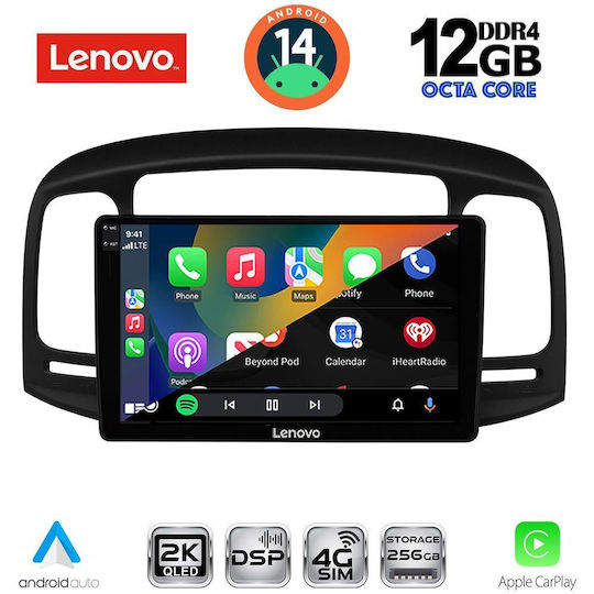Lenovo Ηχοσύστημα Αυτοκινήτου για Hyundai Accent 2005-2012 (Bluetooth/USB/WiFi/GPS/Apple-Carplay/Android-Auto) με Οθόνη Αφής 9"