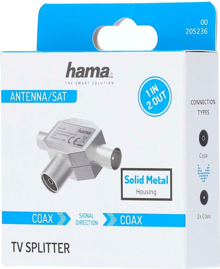 HAMA Convertor Coaxial feminin în Coaxial masculin Argintiu 1buc 00205236