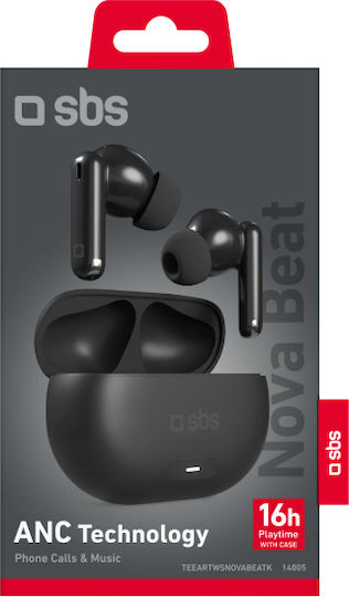 SBS Nova Beat In-Ear Bluetooth-Freisprecheinrichtung Kopfhörer mit Ladeetui Schwarz