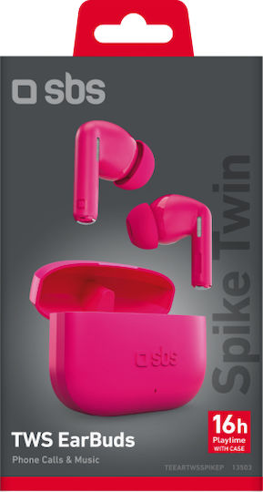 SBS Spike Twin In-ear Bluetooth Handsfree Ακουστικά με Θήκη Φόρτισης Ροζ