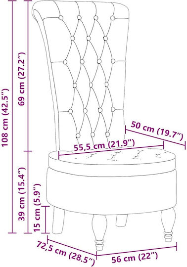 Armchair Light Gray 56.5x70x110cm