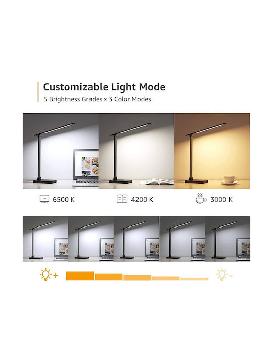 Lampa LED Φωτιστικό Γραφείου σε Μαύρο Χρώμα