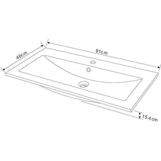 Inter Ceramic Countertop with Sink L90xW55xH45cm Gray
