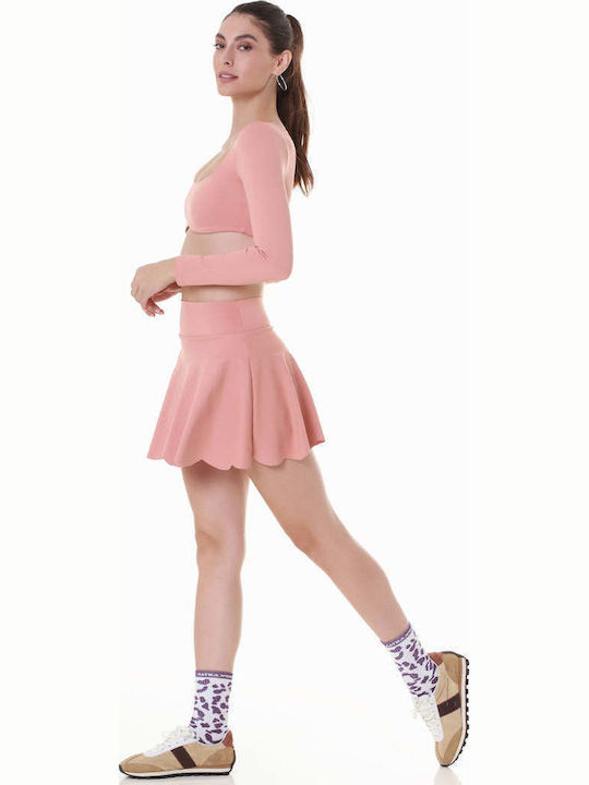 Γυναικείο Crop Top Μακρυμάνικο Baby Pink