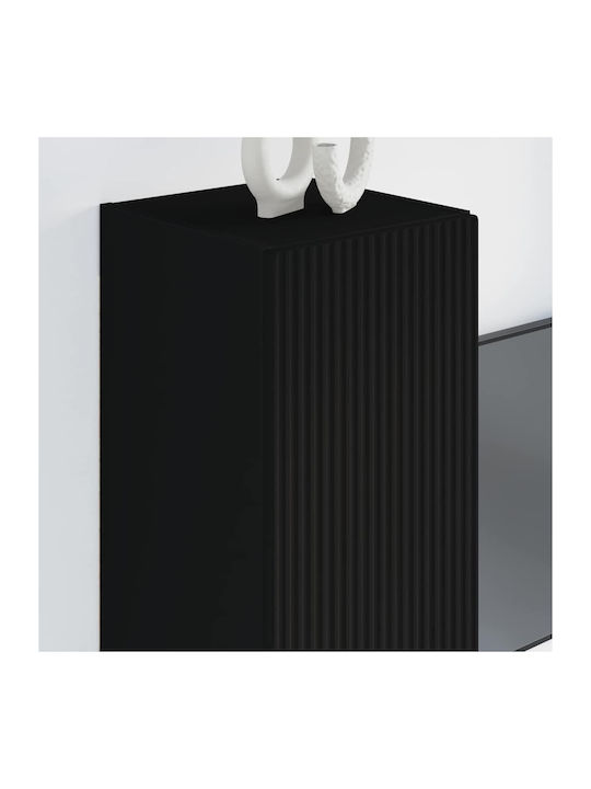 Wall Living Room Cabinet Made of Particle Board Black 30x31x80cm