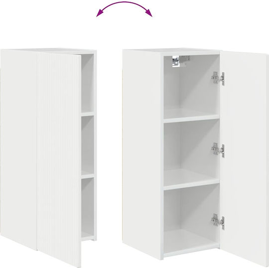 Wall Living Room Cabinet made of Particle Board Bright White 30x31x80cm