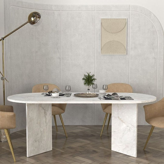 Cortado Τραπεζαρίας Λευκό Εφέ Μαρμάρου 200x90x74εκ.
