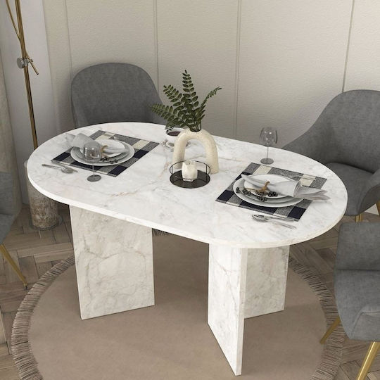 Cortado Esszimmer-Tisch Holz Weiß Marmor-Optik 138x80x75cm